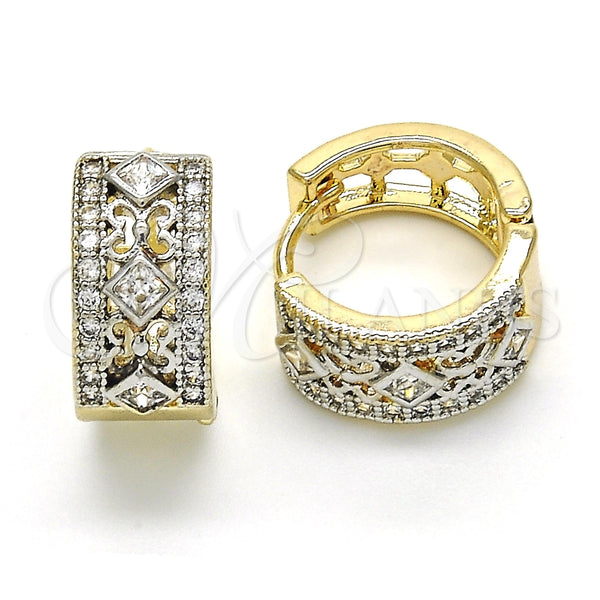 Argolla Huggie 02.210.0136.2.15 Oro Laminado, Diseño de Mariposa, con Blanca Zirconia Cubica, Pulido, Dos Tonos
