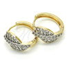Argolla Huggie 02.210.0088.2.20 Oro Laminado, con Blanca Zirconia Cubica, Pulido, Dos Tonos