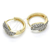 Argolla Huggie 02.210.0088.2.20 Oro Laminado, con Blanca Zirconia Cubica, Pulido, Dos Tonos