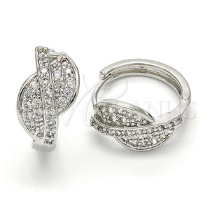 Argolla Huggie 02.210.0088.3.20 Rodio Laminado, con Zirconia Cubica Blanca, Pulido, Rodinado