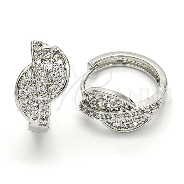 Argolla Huggie 02.210.0088.3.20 Rodio Laminado, con Zirconia Cubica Blanca, Pulido, Rodinado