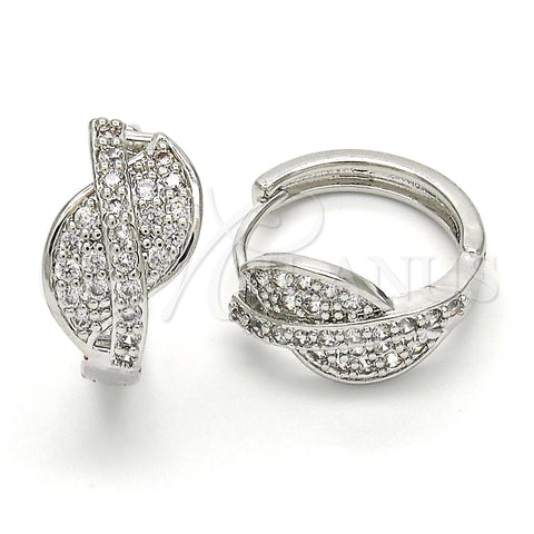 Argolla Huggie 02.210.0088.3.20 Rodio Laminado, con Zirconia Cubica Blanca, Pulido, Rodinado