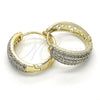 Argolla Huggie 02.210.0129.20 Oro Laminado, con Blanca Zirconia Cubica, Pulido, Dos Tonos