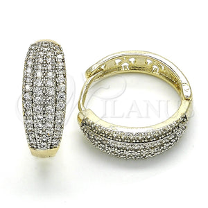 Argolla Huggie 02.210.0129.20 Oro Laminado, con Blanca Zirconia Cubica, Pulido, Dos Tonos