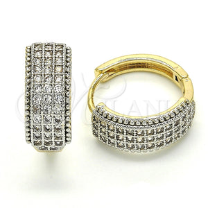 Argolla Huggie 02.210.0130.20 Oro Laminado, con Blanca Zirconia Cubica, Pulido, Dos Tonos