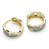 Argolla Huggie 02.210.0132.20 Oro Laminado, con Blanca Zirconia Cubica, Pulido, Dos Tonos