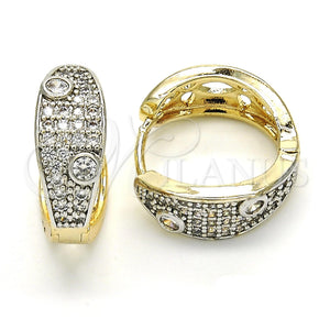 Argolla Huggie 02.210.0132.20 Oro Laminado, con Blanca Zirconia Cubica, Pulido, Dos Tonos