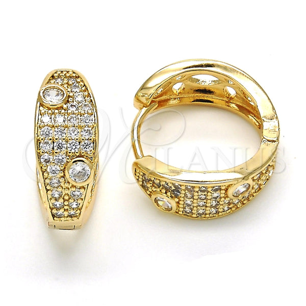 Argolla Huggie 02.210.0132.2.20 Oro Laminado, con Zirconia Cubica Blanca, Pulido, Tono Dorado
