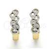 Argolla Huggie 02.210.0134.15 Oro Laminado, con Blanca Zirconia Cubica, Pulido, Dos Tonos