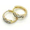 Argolla Huggie 02.210.0134.15 Oro Laminado, con Blanca Zirconia Cubica, Pulido, Dos Tonos