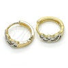Argolla Huggie 02.210.0134.15 Oro Laminado, con Blanca Zirconia Cubica, Pulido, Dos Tonos