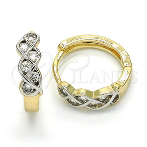 Argolla Huggie 02.210.0134.15 Oro Laminado, con Blanca Zirconia Cubica, Pulido, Dos Tonos