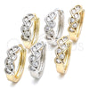Argolla Huggie 02.210.0134.15 Oro Laminado, con Blanca Zirconia Cubica, Pulido, Dos Tonos