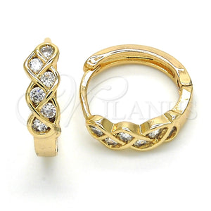 Argolla Huggie 02.210.0134.2.15 Oro Laminado, con Blanca Zirconia Cubica, Pulido, Tono Dorado