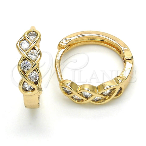 Argolla Huggie 02.210.0134.2.15 Oro Laminado, con Blanca Zirconia Cubica, Pulido, Tono Dorado