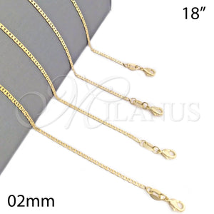 Gargantilla Basica 04.32.0006.18 Oro Laminado, Diseño de Mariner, Pulido, Tono Dorado (0.50 Gauge, 02 MM Thickness, 18 Inches Length)