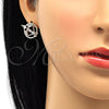 Juego de Arete y Dije de Adulto 10.221.0021 Oro Laminado, Diseño de Gota y Baguette, con Blanca Zirconia Cubica, Pulido, Tono Dorado
