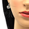 Juego de Arete y Dije de Adulto 10.221.0022 Oro Laminado, Diseño de Baguette, con Blanca Zirconia Cubica, Pulido, Tono Dorado