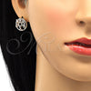 Juego de Arete y Dije de Adulto 10.221.0023 Oro Laminado, Diseño de Baguette, con Blanca Zirconia Cubica, Pulido, Tono Dorado