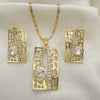 Juego de Arete y Dije de Adulto 10.306.0012 Oro Laminado, con Blanca Cristal, Pulido, Tono Dorado