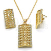 Juego de Arete y Dije de Adulto 10.306.0020 Oro Laminado, con Blanca Cristal, Pulido, Tono Dorado