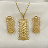 Juego de Arete y Dije de Adulto 10.306.0020 Oro Laminado, con Blanca Cristal, Pulido, Tono Dorado