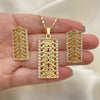 Juego de Arete y Dije de Adulto 10.306.0020 Oro Laminado, con Blanca Cristal, Pulido, Tono Dorado