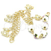 Pulsera de Dije 03.179.0059.07 Oro Laminado, Diseño de Osito y Flor, Pulido, Tono Dorado (08 MM Thickness, 7 Inches Length)
