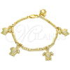 Pulsera de Dije 03.179.0031.07 Oro Laminado, Diseño de Tortuga, Pulido, Tono Dorado (03 MM Thickness, 7 Inches Length)