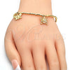 Pulsera de Dije 03.179.0062.07 Oro Laminado, Diseño de Mariposa, Pulido, Tono Dorado (03 MM Thickness, 7 Inches Length)