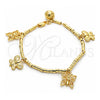 Pulsera de Dije 03.179.0062.07 Oro Laminado, Diseño de Mariposa, Pulido, Tono Dorado (Grosor 03 MM, 7 Pulgadas de Largo)