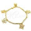 Pulsera de Dije 03.179.0062.07 Oro Laminado, Diseño de Mariposa, Pulido, Tono Dorado (03 MM Thickness, 7 Inches Length)