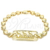 Pulsera Elegante 03.63.1854.07 Oro Laminado, Diseño de Delfín y Corazón, Pulido, Tono Dorado (07 MM Thickness, 7 Inches Length)