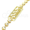 Tobillera Elegante 03.63.1854.10 Oro Laminado, Diseño de Delfín y Corazón, Pulido, Tono Dorado (07 MM Thickness, 10 Inches Length)