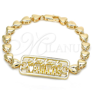 Pulsera Elegante 03.63.1855.07 Oro Laminado, Diseño de Ãrbol y Corazón, Pulido, Tono Dorado (07 MM Thickness, 7 Inches Length)