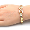 Pulsera Elegante 03.63.1856.07 Oro Laminado, Diseño de Infinito y Corazón, Pulido, Tono Dorado (07 MM Thickness, 7 Inches Length)