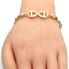 Pulsera Elegante 03.63.1856.07 Oro Laminado, Diseño de Infinito y Corazón, Pulido, Tono Dorado (07 MM Thickness, 7 Inches Length)