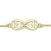 Collares con Dije 04.63.1382.20 Oro Laminado, Diseño de Infinito y Corazón, Pulido, Tono Dorado (01 MM Thickness, 20 Inches Length)