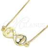 Collares con Dije 04.63.1382.20 Oro Laminado, Diseño de Infinito y Corazón, Pulido, Tono Dorado (01 MM Thickness, 20 Inches Length)
