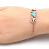 Pulsera Bolo Ajustable 03.63.1859.10 Oro Laminado, Diseño de Amor y Corazón, Esmaltado Turquesa, Dos Tonos (01 MM Thickness, 10 Inches Length)