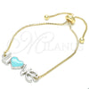 Pulsera Bolo Ajustable 03.63.1859.10 Oro Laminado, Diseño de Amor y Corazón, Esmaltado Turquesa, Dos Tonos (01 MM Thickness, 10 Inches Length)