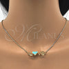 Collares con Dije 04.63.1381.20 Oro Laminado, Diseño de Con Nombre y Amor, Esmaltado Turquesa, Tono Dorado (01 MM Thickness, 20 Inches Length)