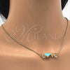 Collares con Dije 04.63.1381.20 Oro Laminado, Diseño de Con Nombre y Amor, Esmaltado Turquesa, Tono Dorado (01 MM Thickness, 20 Inches Length)