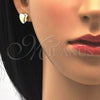 Juego de Arete y Dije de Adulto 06.63.0214 Oro Laminado, Diseño de Amor y Corazón, Esmaltado Turquesa, Tono Dorado
