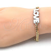 Pulsera Elegante 03.63.1861.07 Oro Laminado, Diseño de Amor y Corazón, Esmaltado Blanco, Dos Tonos (04 MM Thickness, 7 Inches Length)