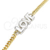Pulsera Elegante 03.63.1861.07 Oro Laminado, Diseño de Amor y Corazón, Esmaltado Blanco, Dos Tonos (04 MM Thickness, 7 Inches Length)
