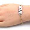 Pulsera Bolo Ajustable 03.63.1862.10 Oro Laminado, Diseño de Amor y Corazón, Esmaltado Blanco, Dos Tonos (01 MM Thickness, 10 Inches Length)