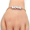 Pulsera Bolo Ajustable 03.63.1862.10 Oro Laminado, Diseño de Amor y Corazón, Esmaltado Blanco, Dos Tonos (01 MM Thickness, 10 Inches Length)