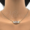 Collares con Dije 04.63.1383.20 Oro Laminado, Diseño de Con Nombre y Amor, Esmaltado Blanco, Tono Dorado (01 MM Thickness, 20 Inches Length)