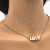 Collares con Dije 04.63.1383.20 Oro Laminado, Diseño de Con Nombre y Amor, Esmaltado Blanco, Tono Dorado (01 MM Thickness, 20 Inches Length)